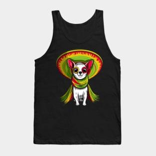 Charming Chihuahua in a Sombrero: Cute Cartoon Illustration Tank Top